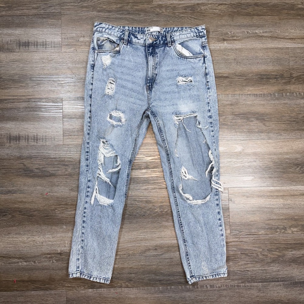 Refuge Mom Denim Jeans Size 11 Blue Acid Wash Ultra High Rise Distress Women